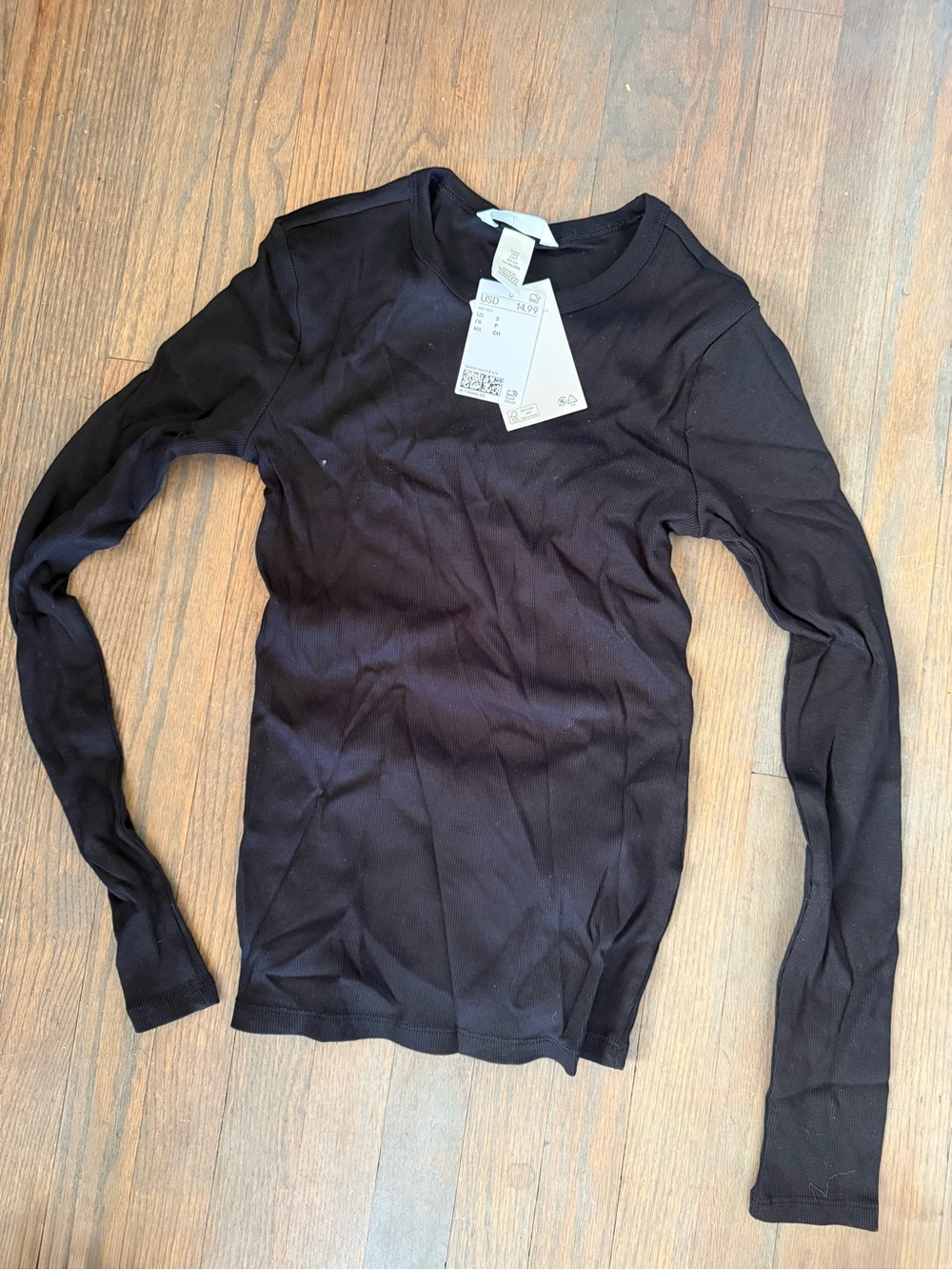 H&M Black Long-Sleeve Crewneck Top